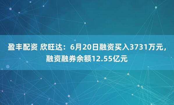 盈丰配资 欣旺达：6月20日融资买入3731万元，融资融券余额12.55亿元
